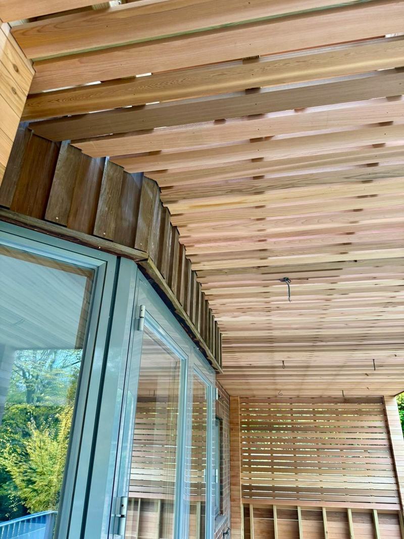 Cedar canopy and deck in Benenden, finished