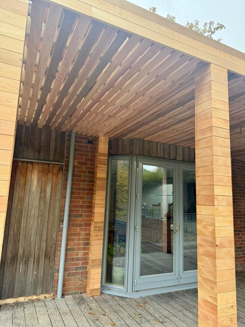 Cedar canopy and deck in Benenden, finished