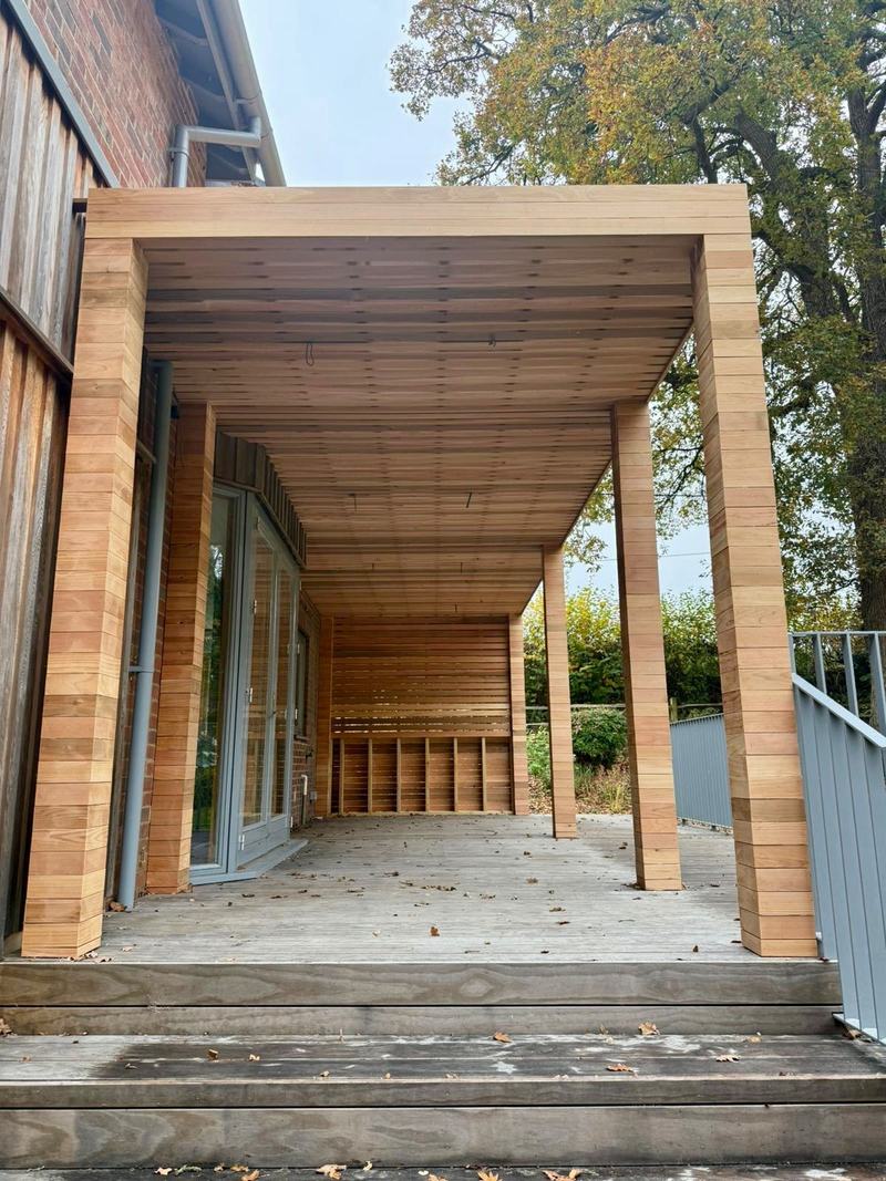 Cedar canopy and deck in Benenden, finished